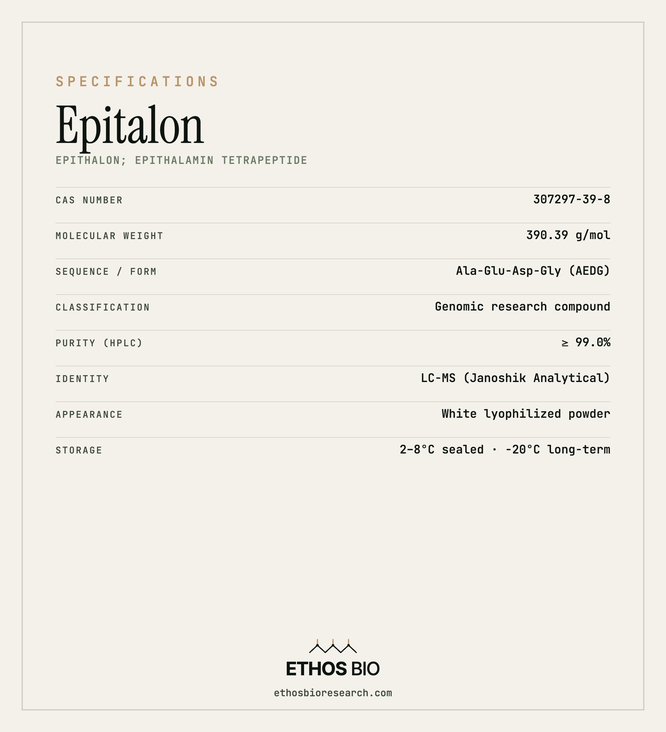 Epitalon specifications