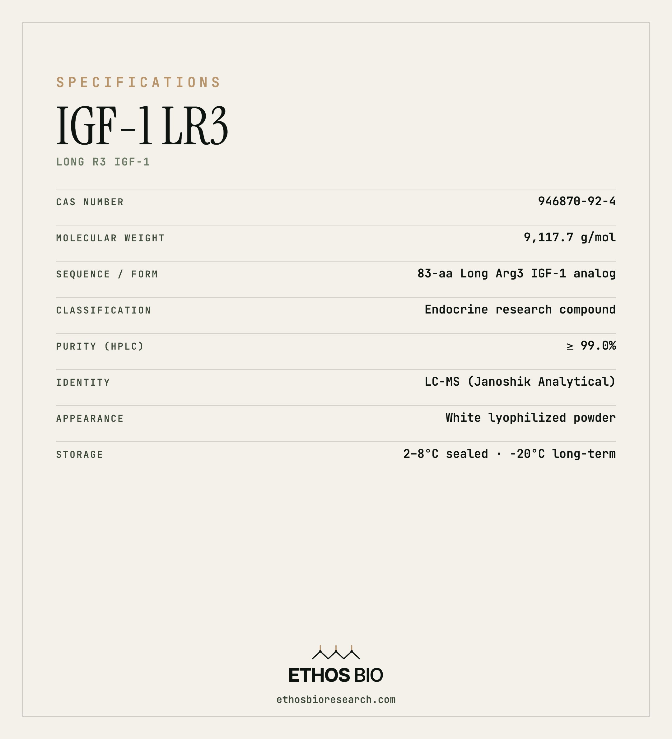 IGF-1 LR3 specifications