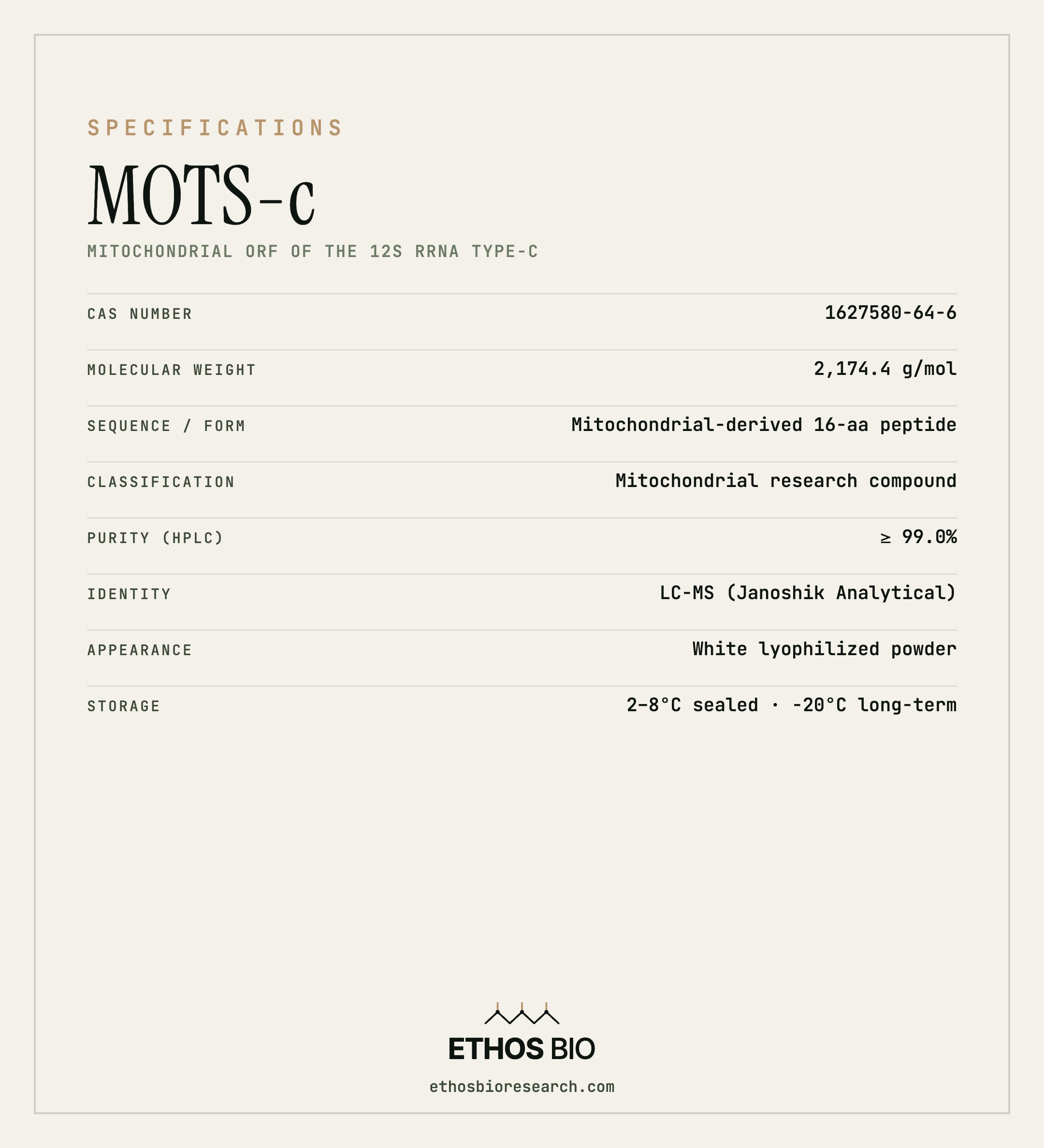 MOTS-c specifications