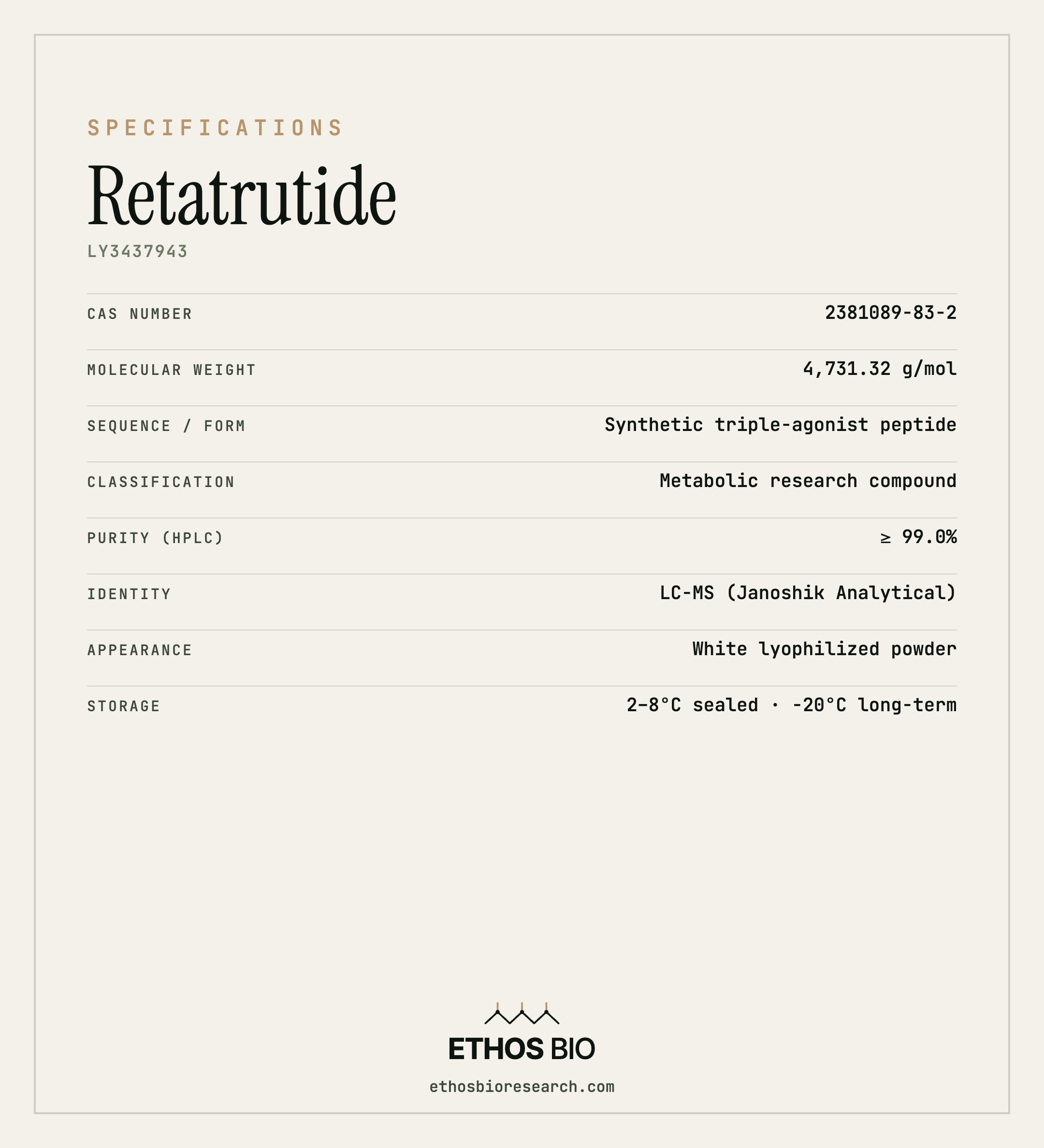 Retatrutide specifications