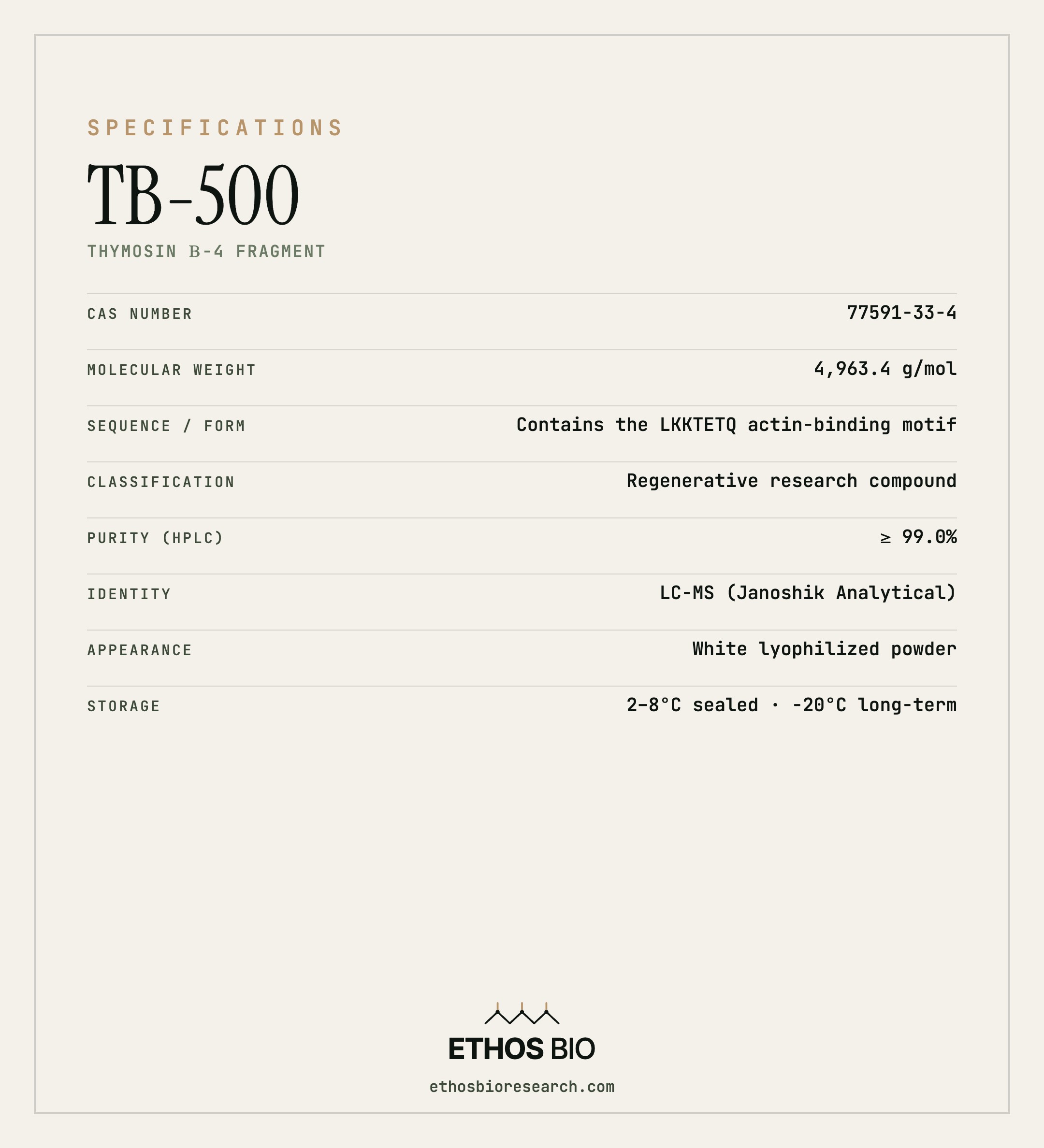 TB-500 specifications