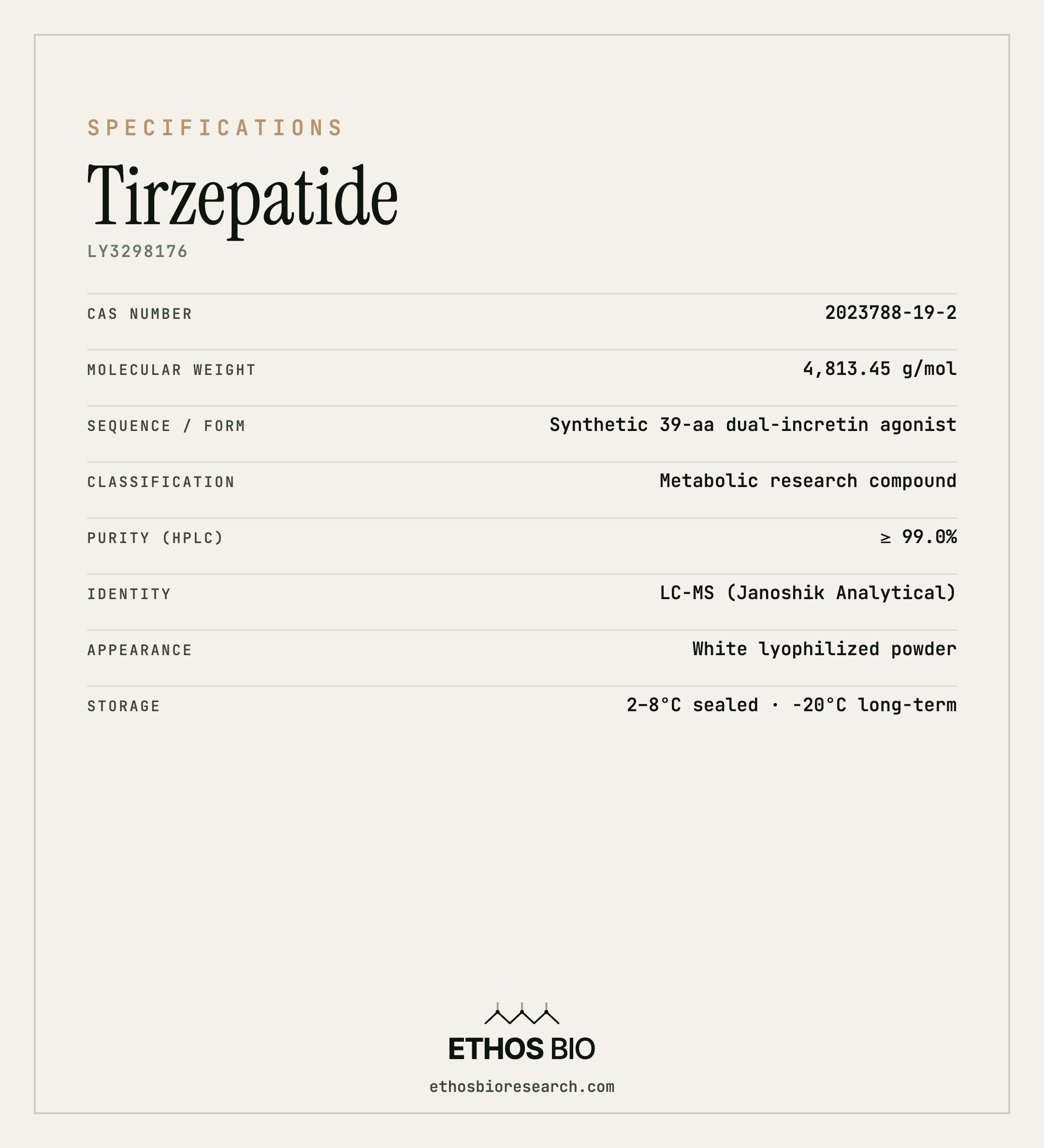 Tirzepatide specifications